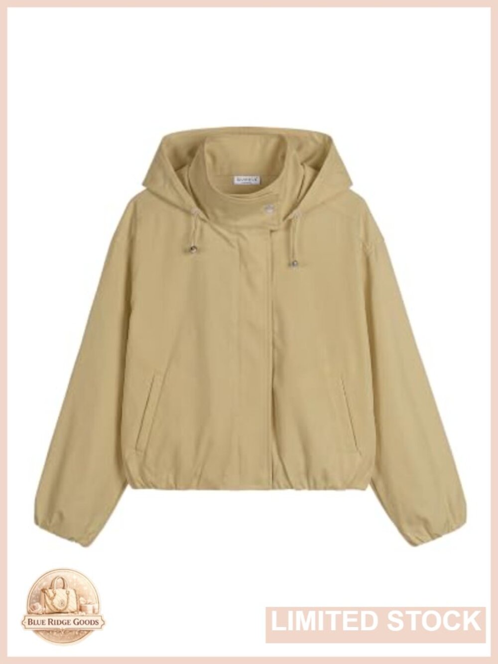 Funnel Neck Crop Zip Up Hooded Bomber Jacket Casual Loose Fit